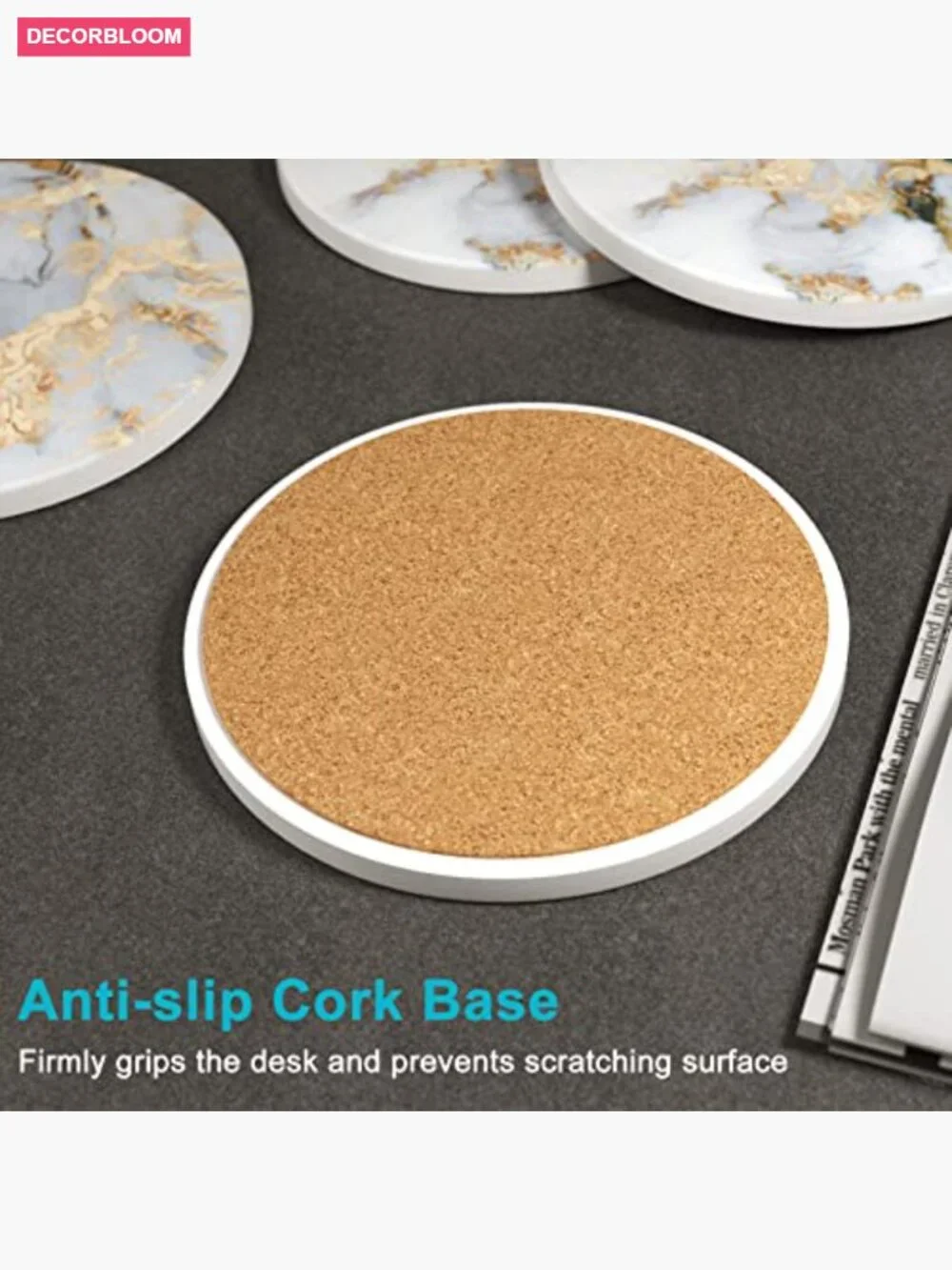 Set of 6 Absorbent Ceramic Coasters with Holder
